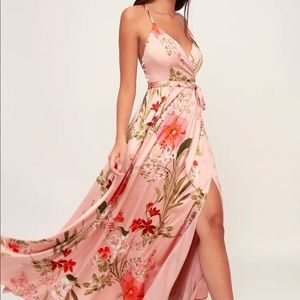 NWT Lulus Still The One Pink Floral Maxi